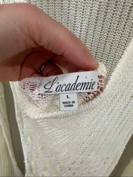 L'Academie Evea Crochet white Maxi knit dress swim coverup resort wear vacation - Picture 8 of 8